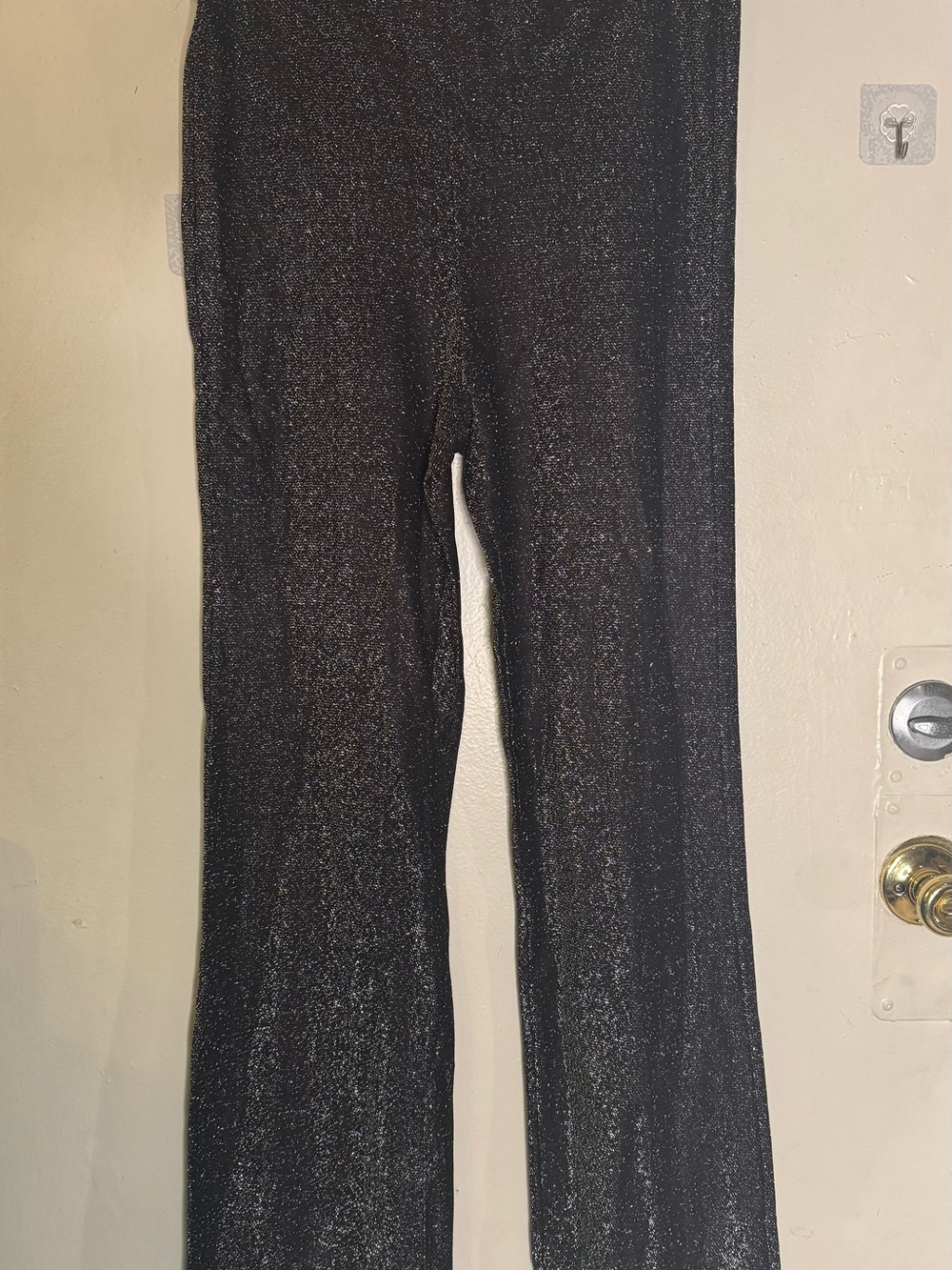 Black Shimmery High-Rise Flare Pants